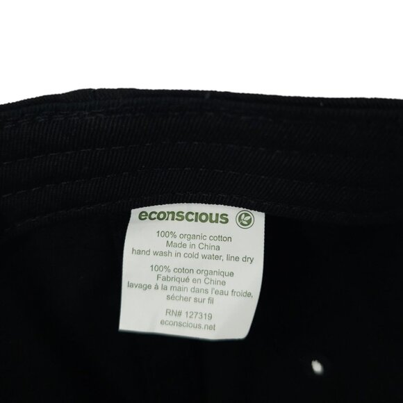 Econscious Embroidered Black Adjustable Tuck Strap Cap Trucker Baseball Golf Hat - Picture 8 of 13